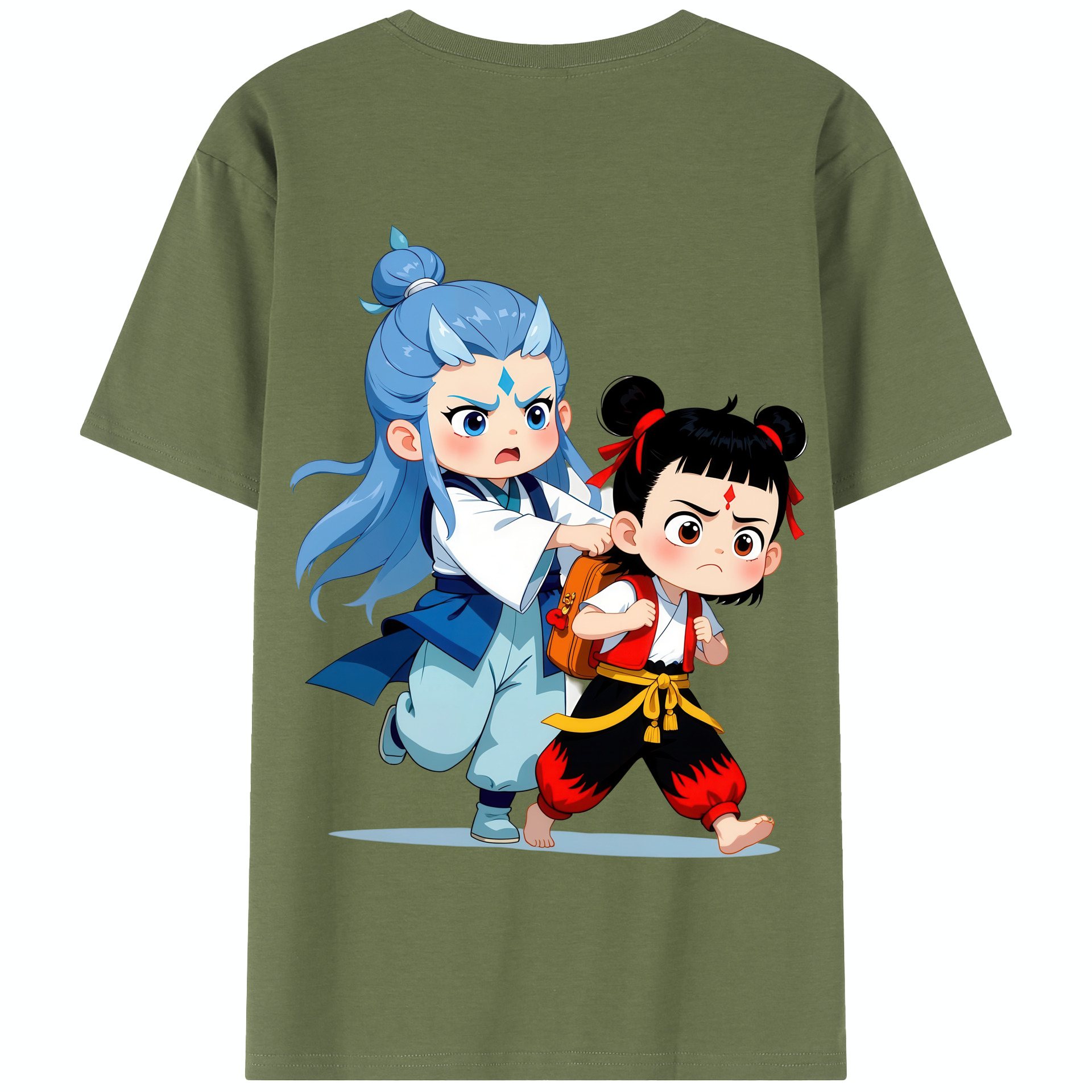 （画像用） Ne Zha 2 ナタ 魔童の大暴れ 綿100％半袖Tシャツ（背面プリント）